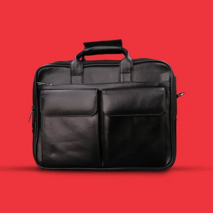 Black Leather Office Bag with Multiple Compartments 1-dhakaleatherexport