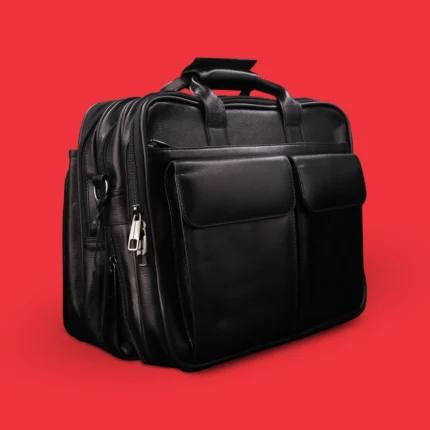Black Leather Office Bag with Multiple Compartments 3-dhakaleatherexport