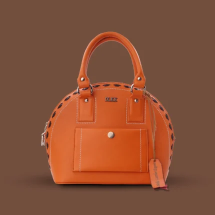 genuine leather handbag in orange 1-dhakaleatherexport